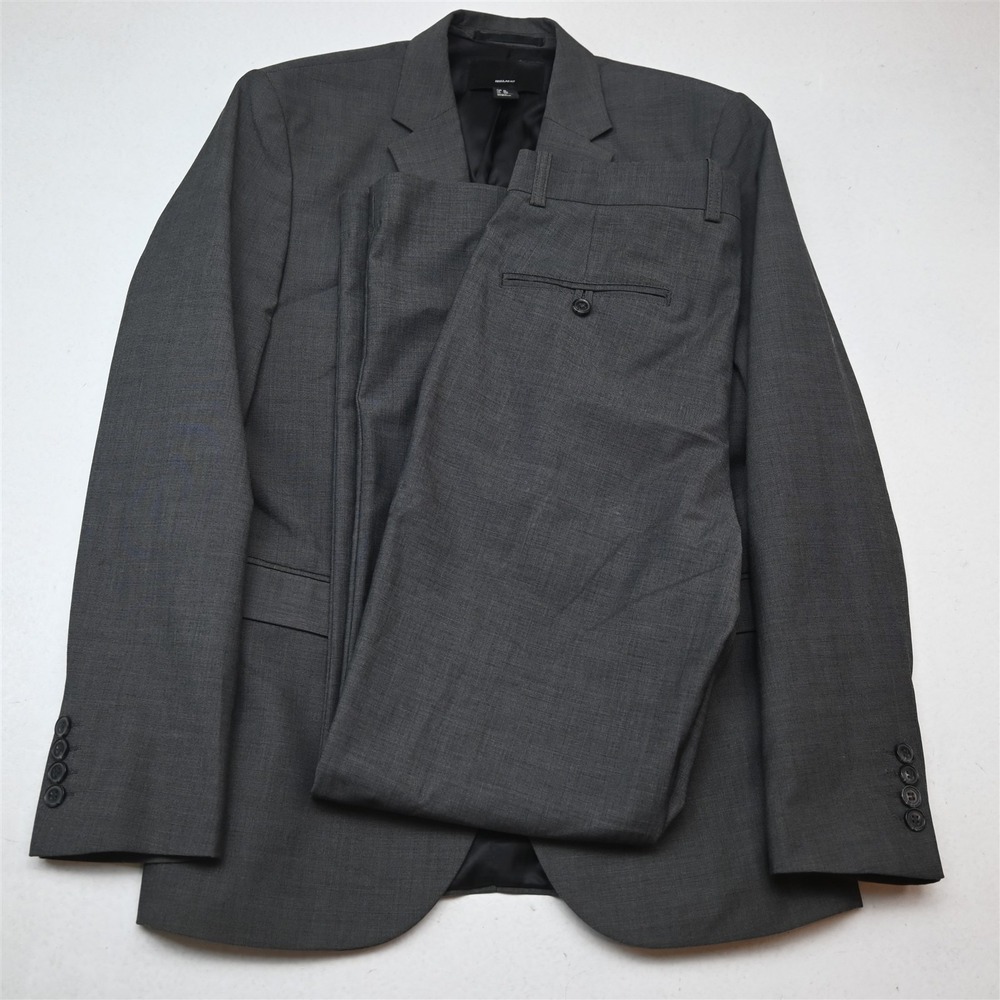 H&M 36R 30x32 Gray Stretch Regular Fit Mens Jacket Pants Suit